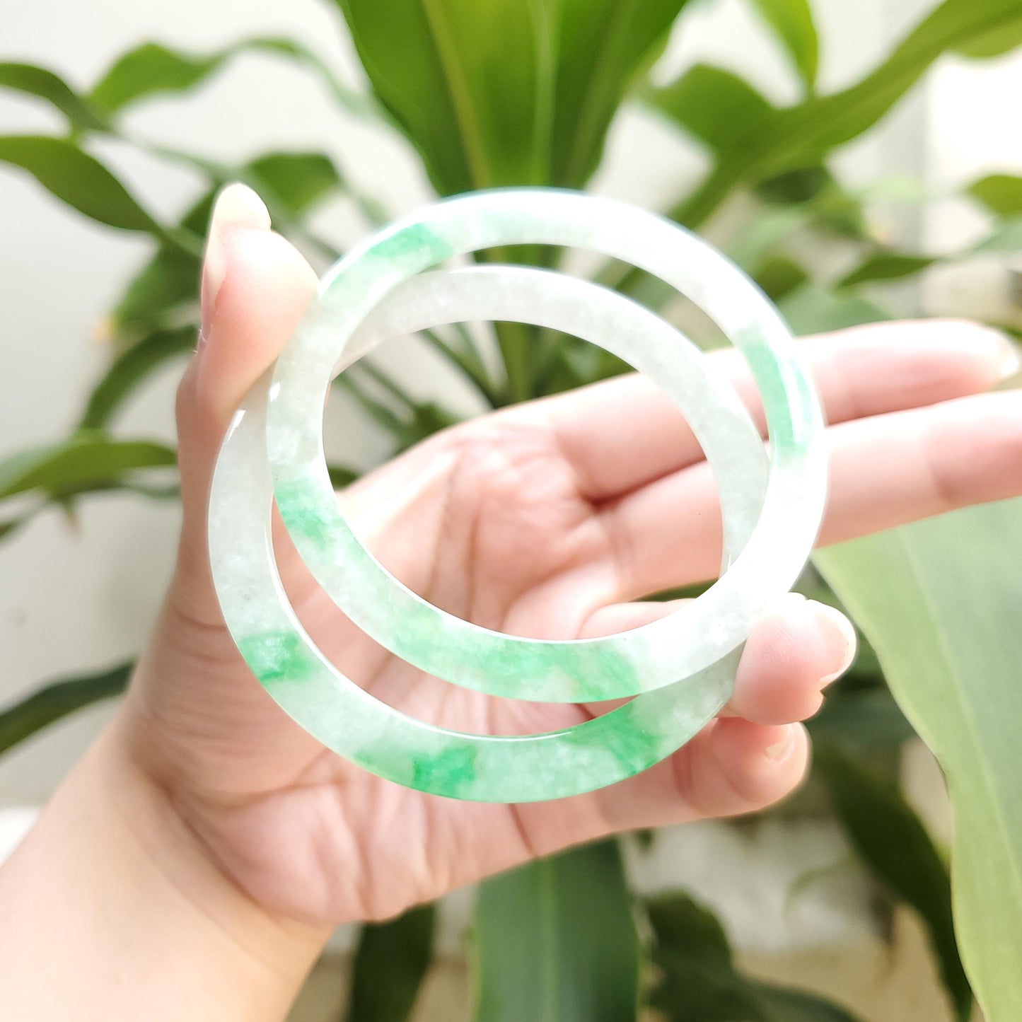 High Quality 48–72mm Natural-Colour Jade Cert No. B White Green YingMart Jadeite Bangle Burmese Gift for Her Sister Mother Grandma
