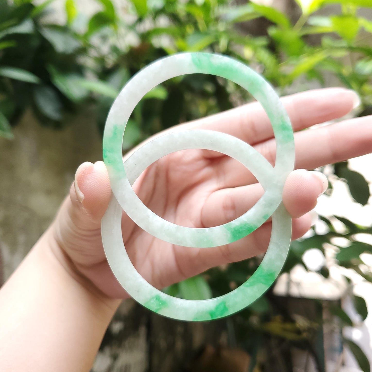 High Quality 48–72mm Natural-Colour Jade Cert No. B White Green YingMart Jadeite Bangle Burmese Gift for Her Sister Mother Grandma