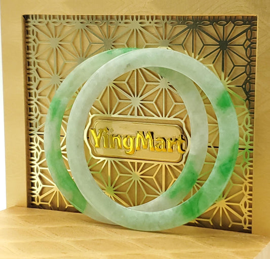 High Quality 48–72mm Natural-Colour Jade Cert No. B White Green YingMart Jadeite Bangle Burmese Gift for Her Sister Mother Grandma