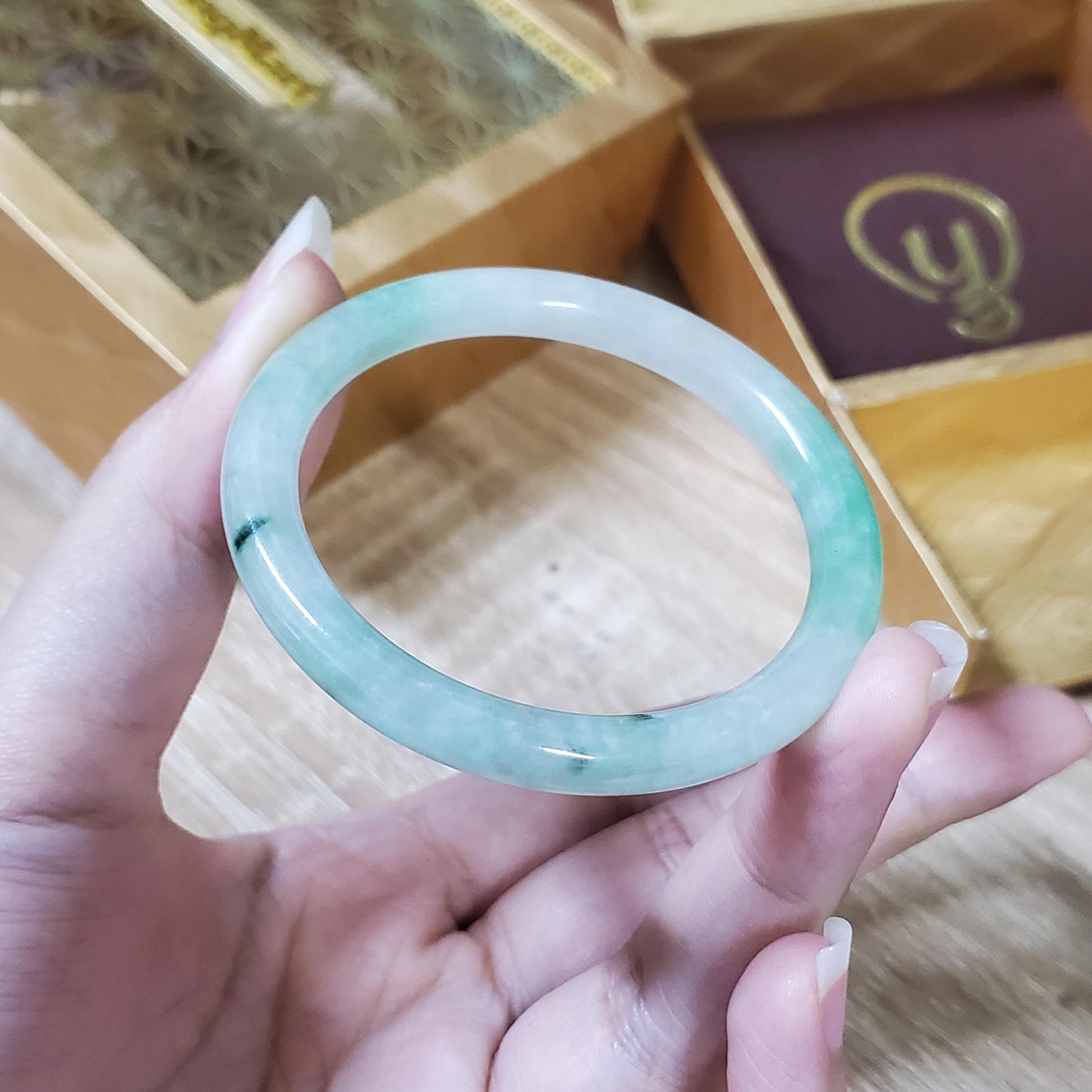 High Quality 48–72mm Natural-Colour Jade Green White Bangle Bracelets Gift for Her Mom Grandma Feng Shui Personalized Jewelry