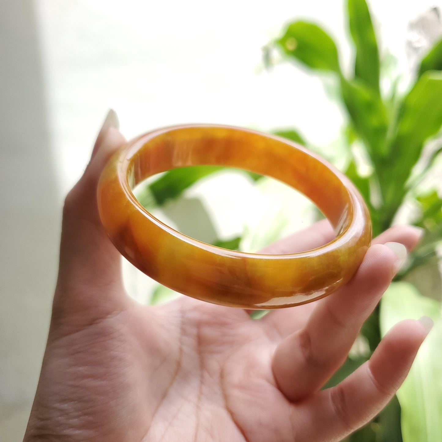 High Quality 48–72mm Jadeite Jade Light to Medium Yellow YingMart Burmese Bangle Bracelets Gift for Her Mother Sister Mens Feng Shui Grandma