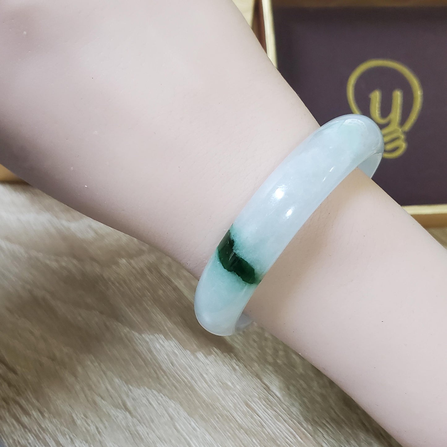 High Quality 48–72mm Jadeite Jade White Green YingMart Bangle Gift for Her Sister Mom Grandma Mens Feng Shui Personalized