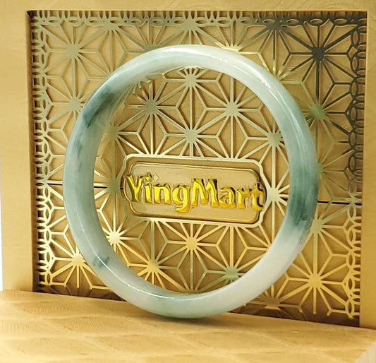 YingMart 48–72mm Jadeite Jade White Green Black Veins Bangle Gift for Her Mom Sister Grandma Personalized Bracelets