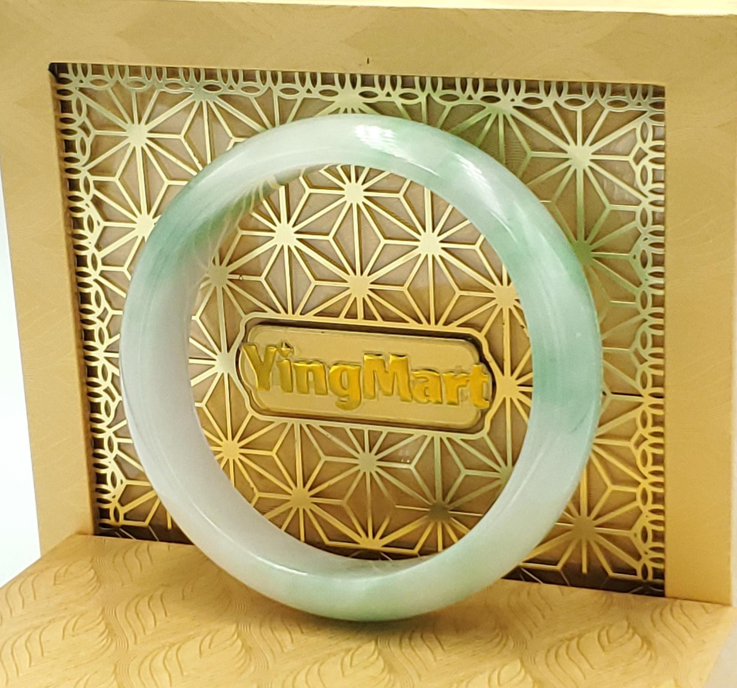High Quality 48–72mm Jadeite Jade White Green YingMart Bangle Gift for Her Sister Mom Mens Grandma Feng Shui Personalized