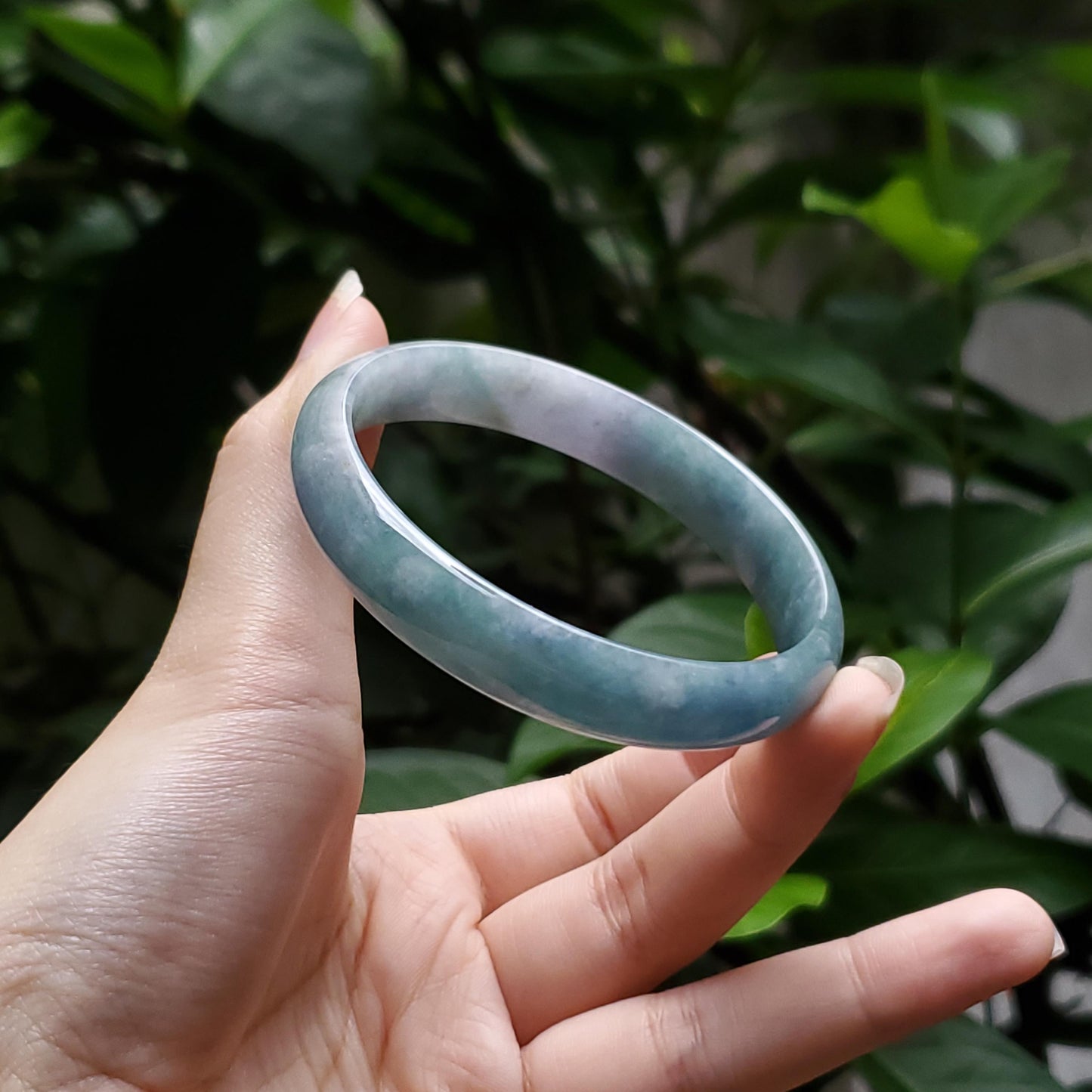 High Quality 50–60mm Natural-Colour Jade Light Purple Blue Bangle Bracelets Feng Shui Jewelry Gift for Her Mom Grandma Personalized
