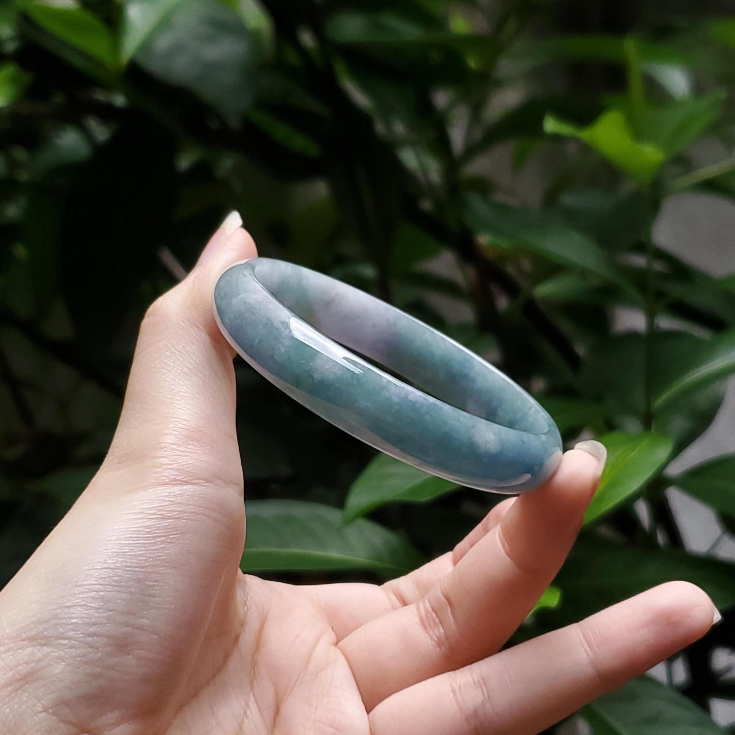 High Quality 50–60mm Natural-Colour Jade Light Purple Blue Bangle Bracelets Feng Shui Jewelry Gift for Her Mom Grandma Personalized