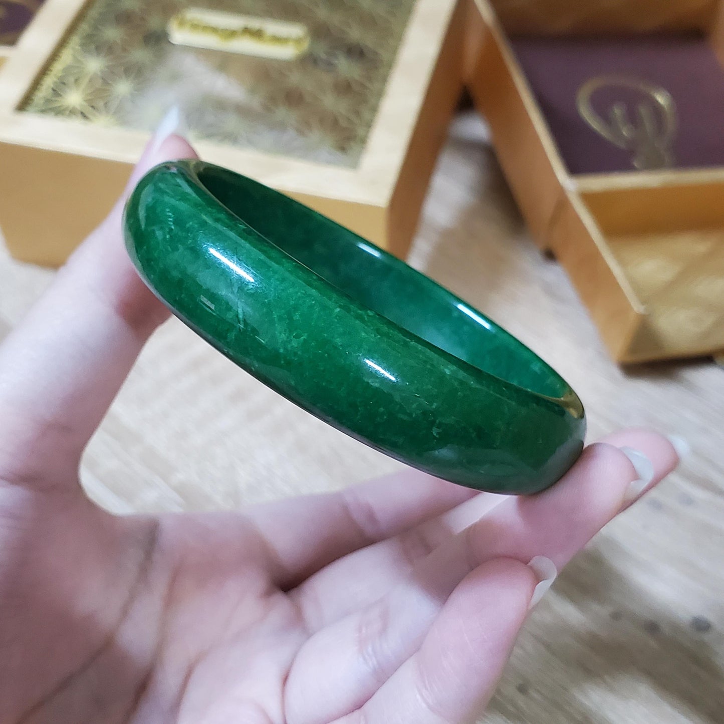 High Quality 48–72mm Jadeite Jade Green YingMart Gift for Her Grandmother Sister Mother Mens Feng Shui Personalized Bangle Bracelets