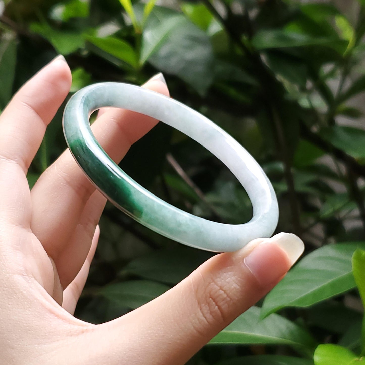 High Quality 48–72mm Natural-Colour Jade White Green to Dark Green Bangle Bracelets Gift for Her Mom Grandma Feng Shui Personalized