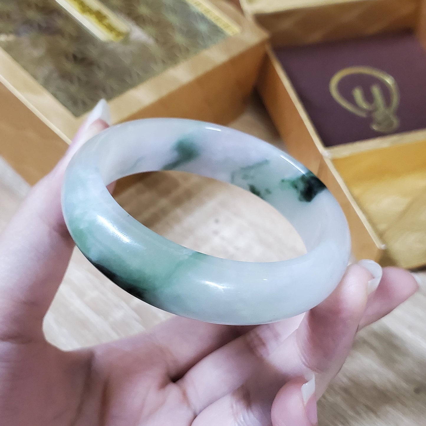Jade Bangle 48-60mm up | Yingmart White To Dark Green Jade Jadeite Bracelet for Men, Women, Grandmother, Sister – Vintage Elegance