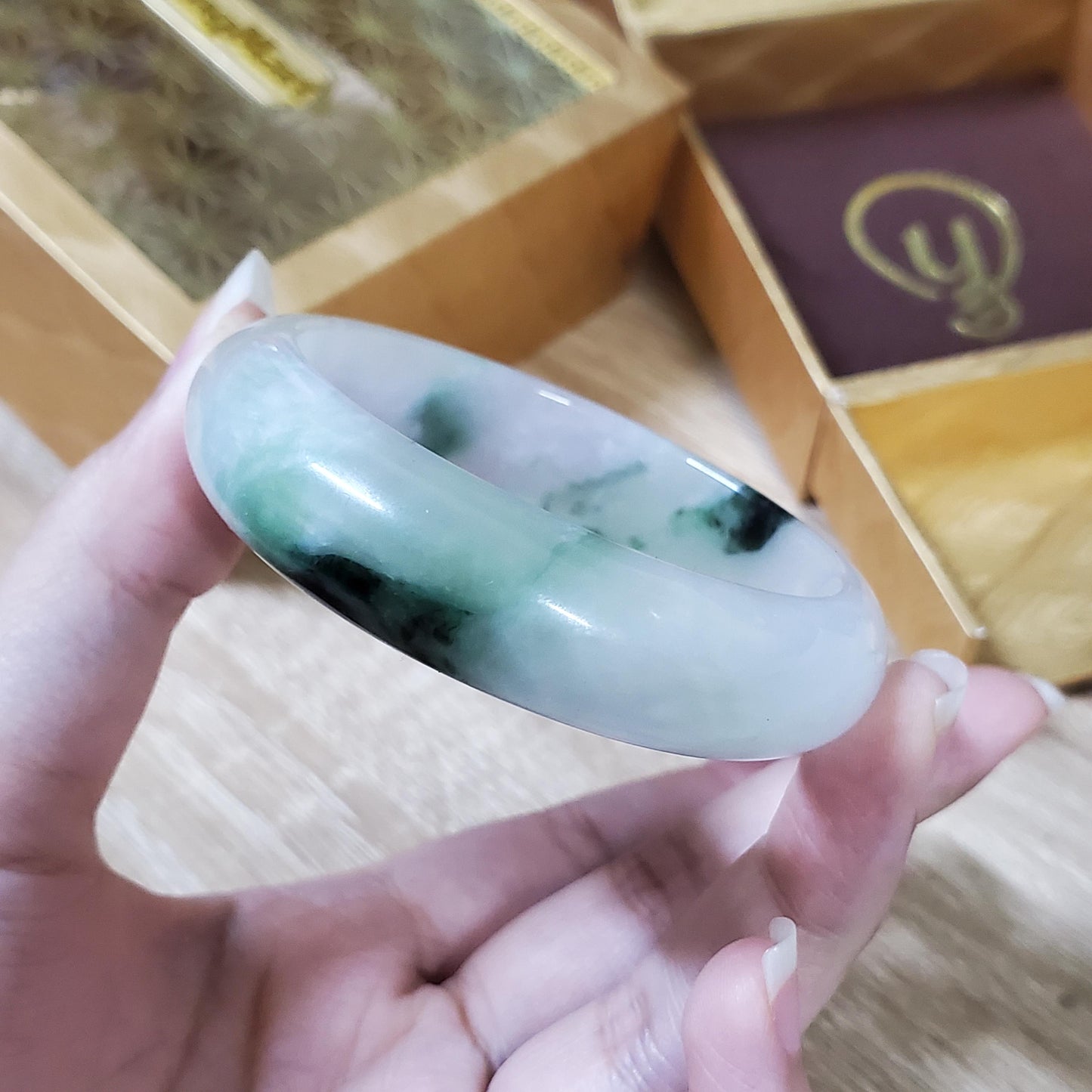 Jade Bangle 48-60mm up | Yingmart White To Dark Green Jade Jadeite Bracelet for Men, Women, Grandmother, Sister – Vintage Elegance