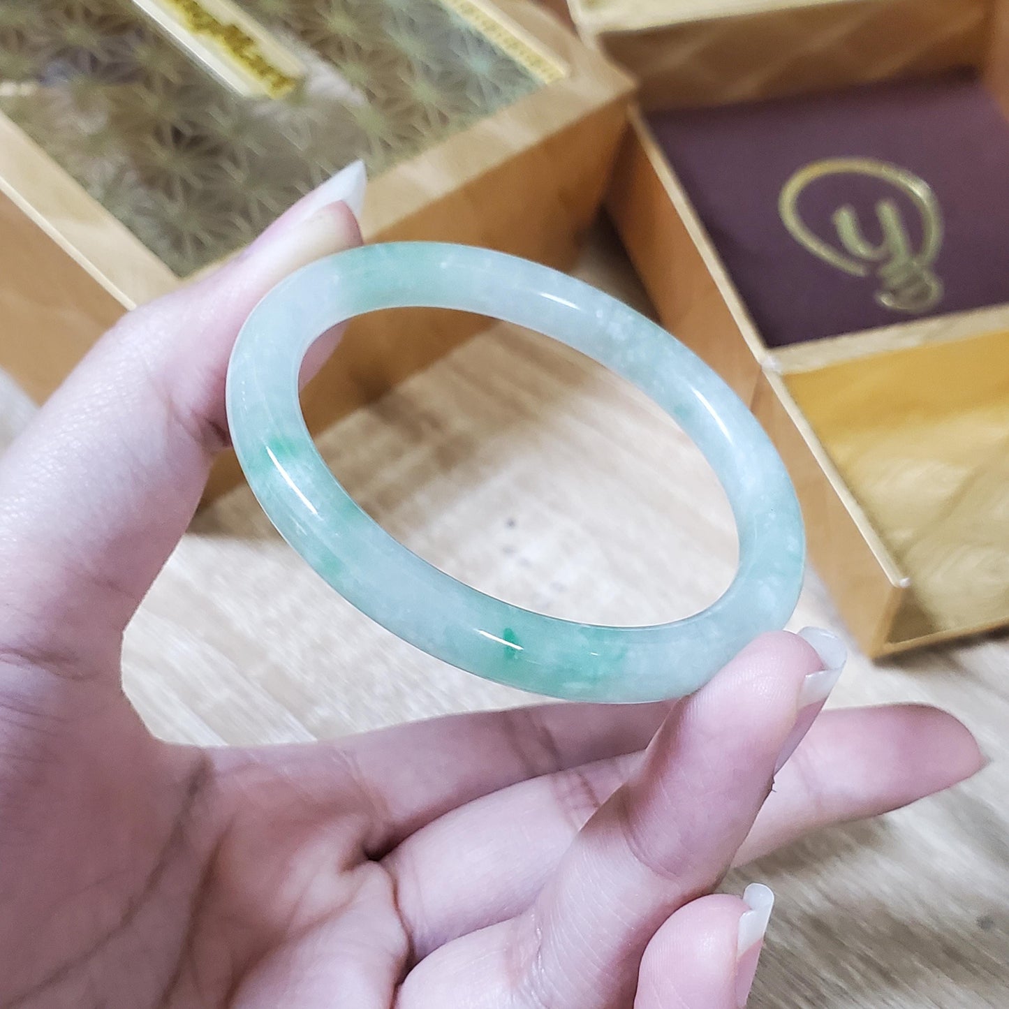 High Quality 48–72mm Natural-Colour Jade Green White Bangle Bracelets Gift for Her Mom Grandma Feng Shui Personalized Jewelry