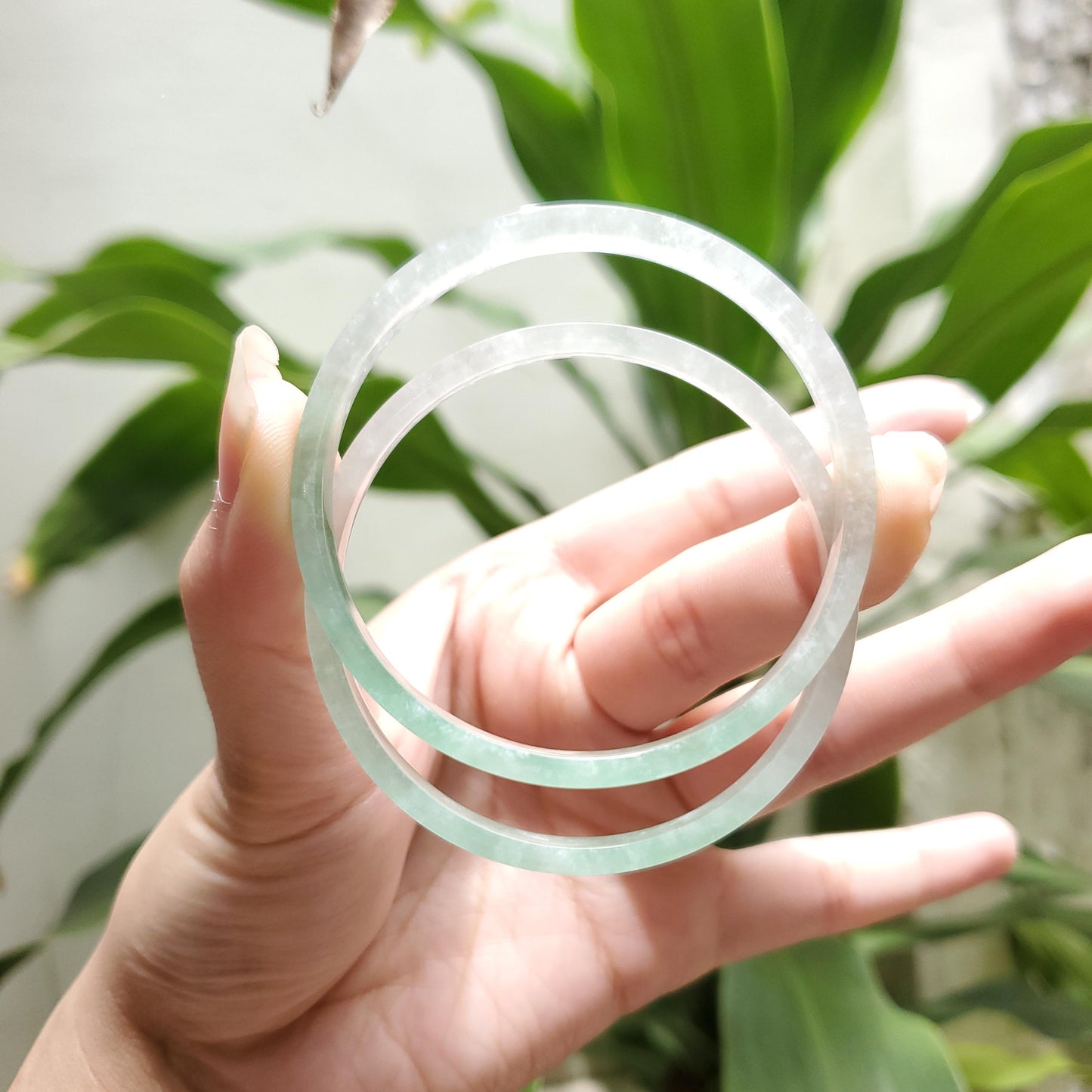 High Quality 48–72mm Jadeite Jade Green White Bangle Bracelets Gift for Her Mom Grandma Feng Shui Personalized Jewelry