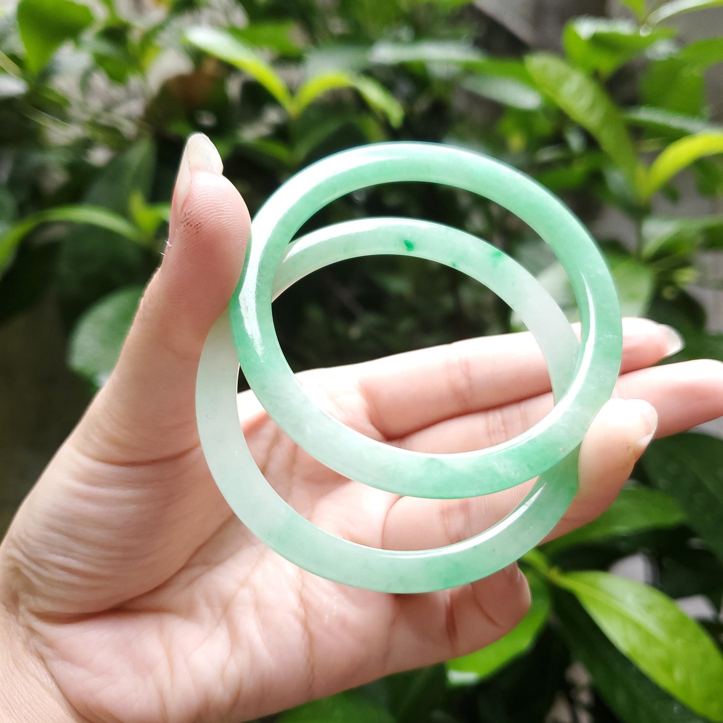 High Quality 48–72mm Natural-Colour Jade Green White Bangle Gift for Her Mom Grandma Feng Shui Personalized Bracelets Jewelry