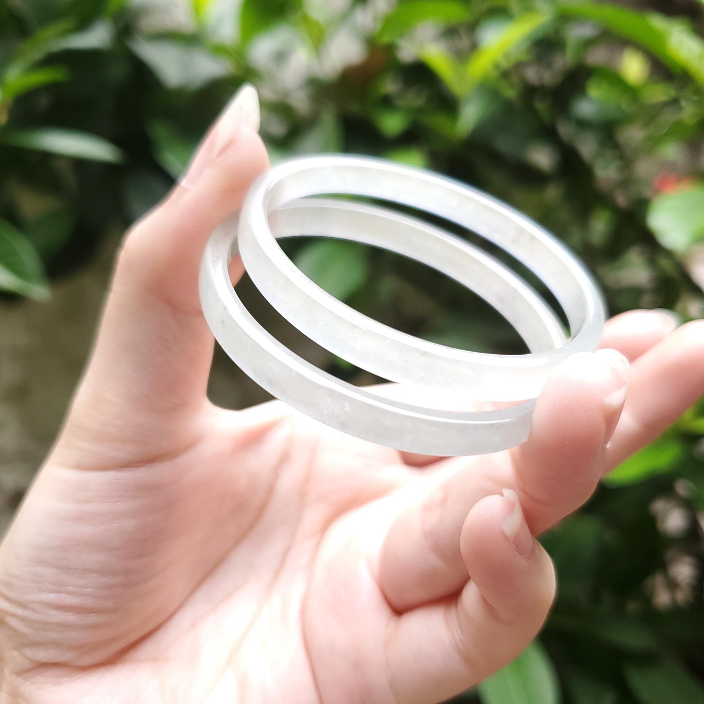 High Quality 48–72mm Natural-Colour Jade White Bangle Gift for Her Mom Grandma Feng Shui Personalized Bracelets Jewelry