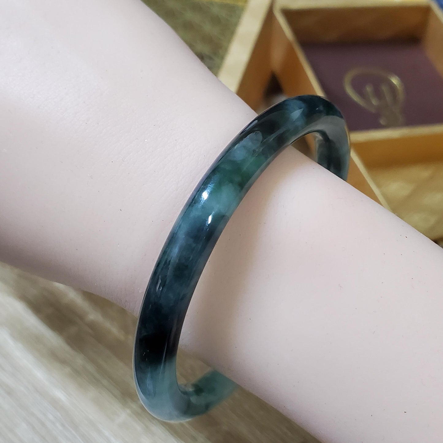 High Quality 48–72mm Natural-Colour Jade White to Dark Green Black Bangle Gift for Her Mom Grandma Feng Shui Personalized Jewelry