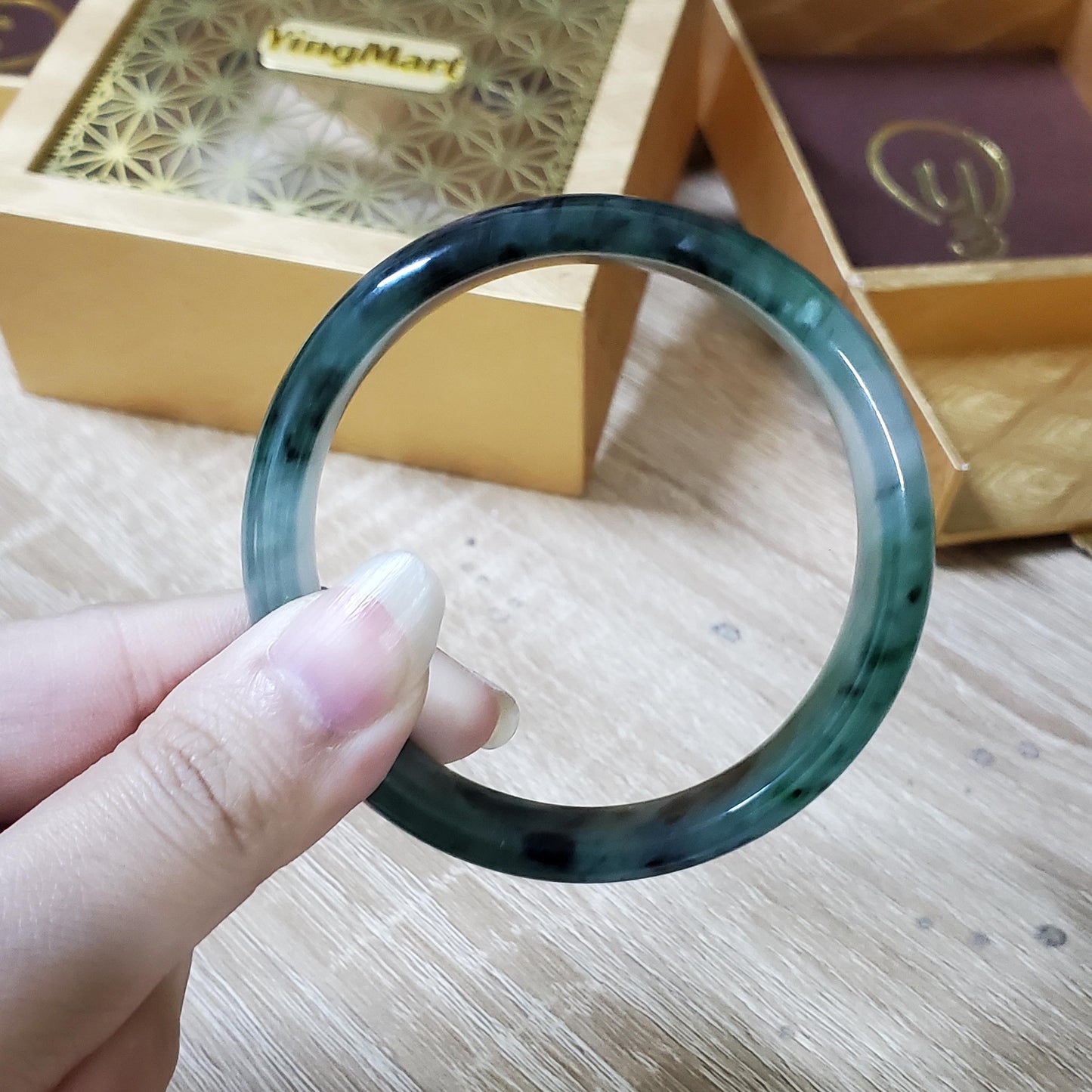 High Quality 48–72mm Natural-Colour Jade Green Bangle Gift for Her Mom Grandma Feng Shui Personalized Bracelets Jewelry