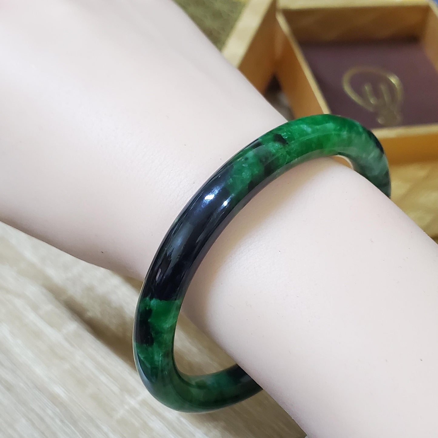 High Quality 48–72mm Jadeite Jade Green to Dark Green YingMart Bangle Bracelets Burmese Gift for Her Grandmother Sister Mom Mens Feng Shui