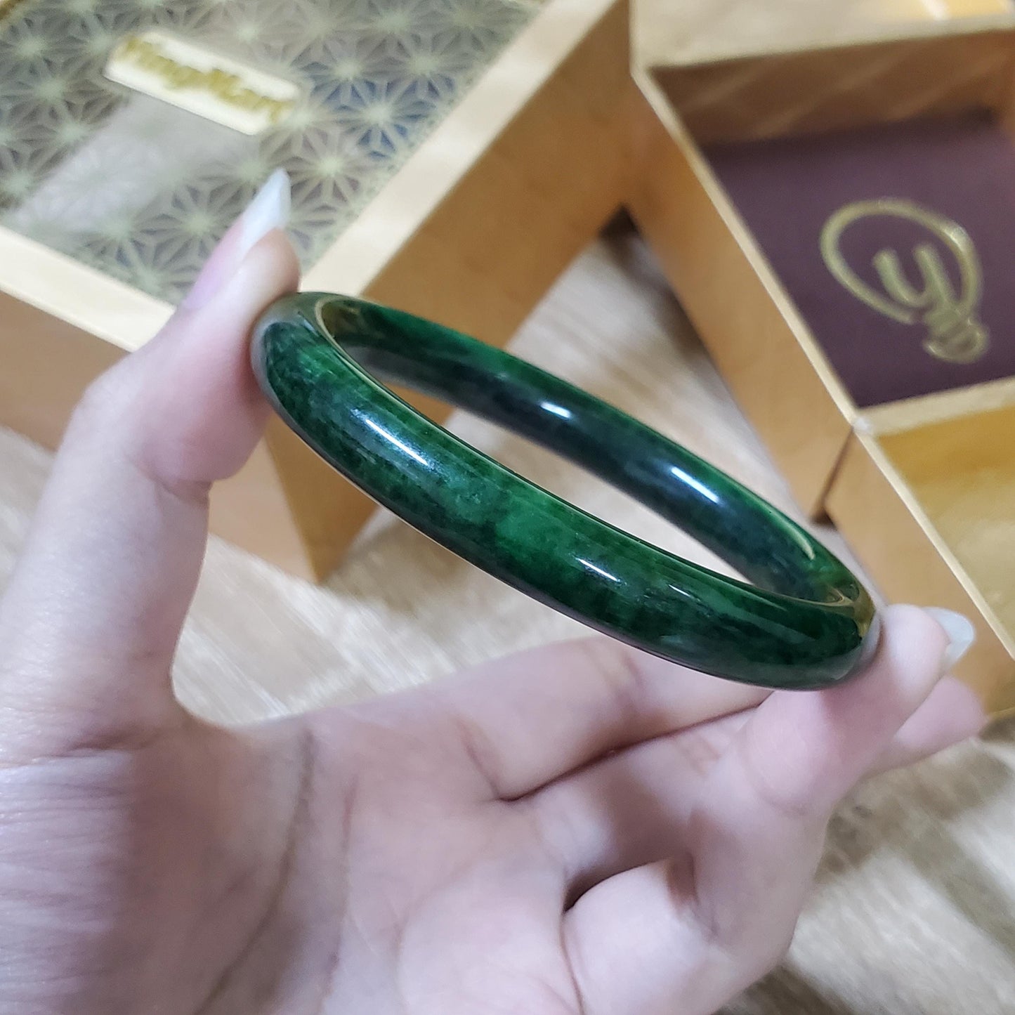 High Quality 48–72mm Jadeite Jade Dark Green YingMart Bangle Bracelets Gift for Her Feng Shui Grandma Sister Mom Mens