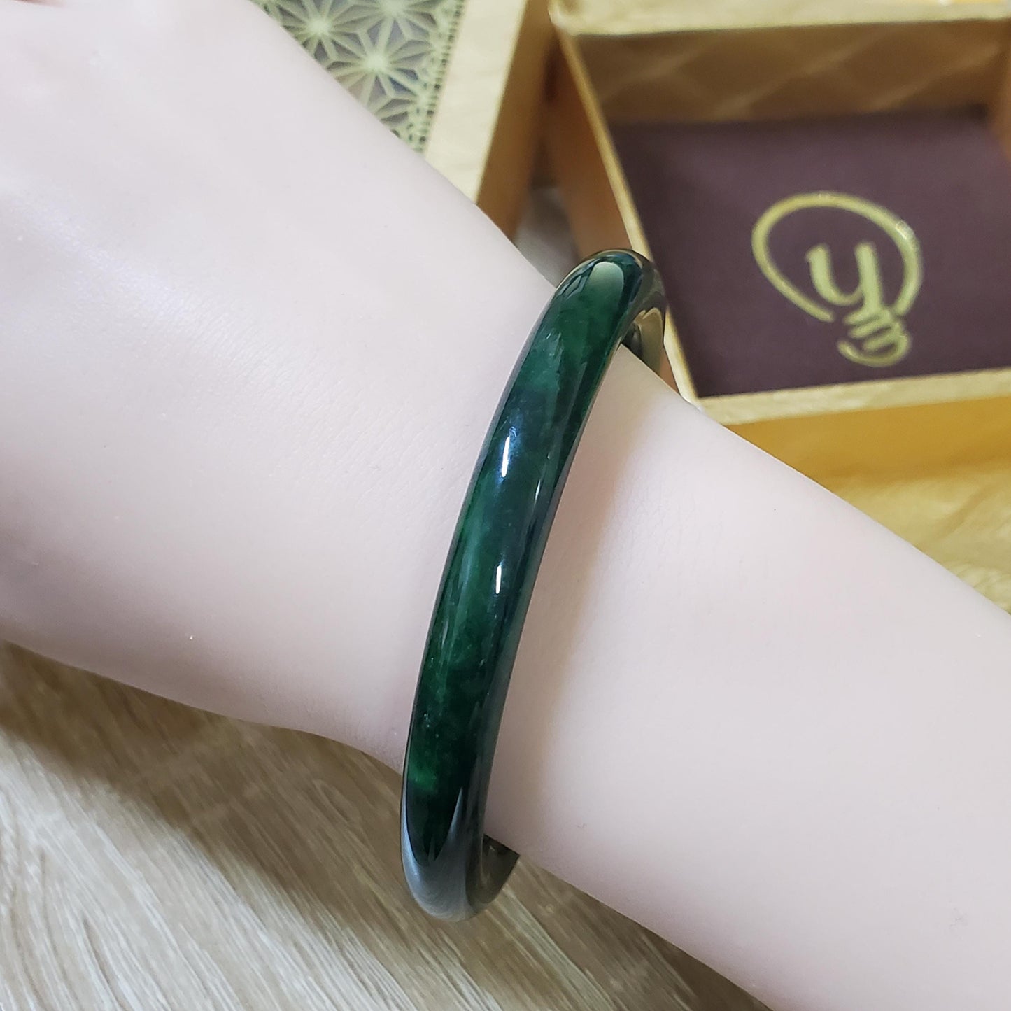 High Quality 48–72mm Jadeite Jade Dark Green YingMart Bangle Bracelets Gift for Her Feng Shui Grandma Sister Mom Mens