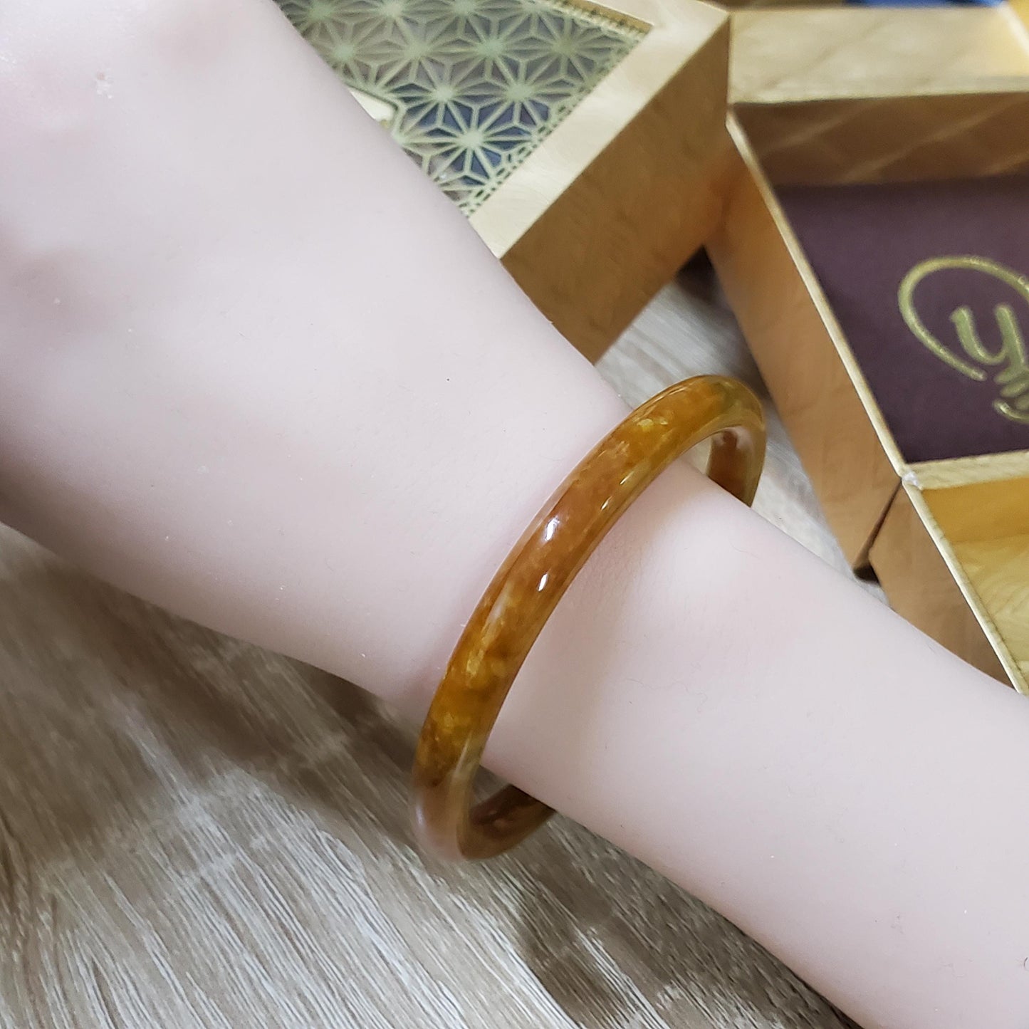 High Quality 48–72mm Jadeite Jade Orange YingMart Bangle Bracelets Gift for Her Mom Feng Shui Grandma Sister Mens