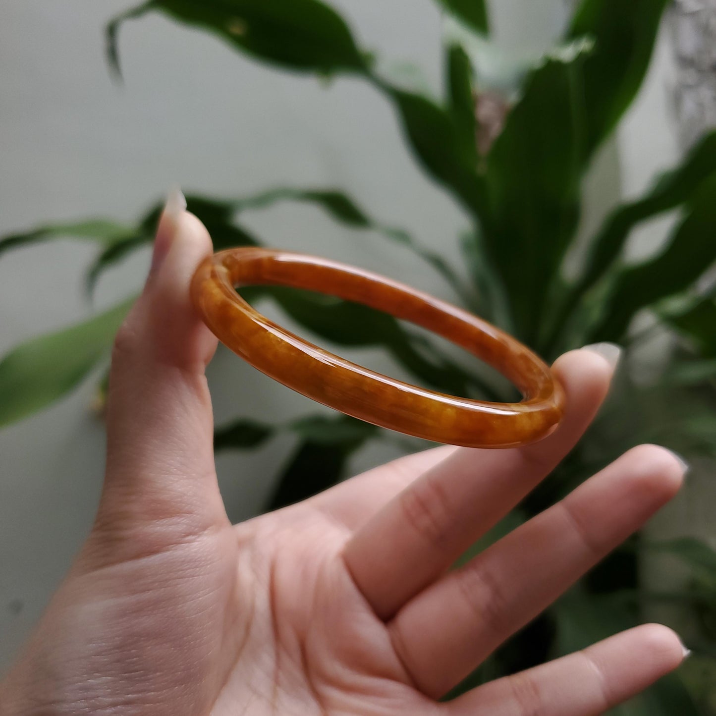 High Quality 48–72mm Jadeite Jade Orange YingMart Bangle Bracelets Gift for Her Mom Feng Shui Grandma Sister Mens