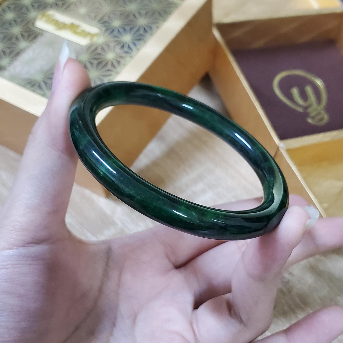 Jade Bangle 48-60mm up | Yingmart Dark Green Jade Jadeite Bracelet for Men, Women, Grandmother, Sister – Vintage Elegance