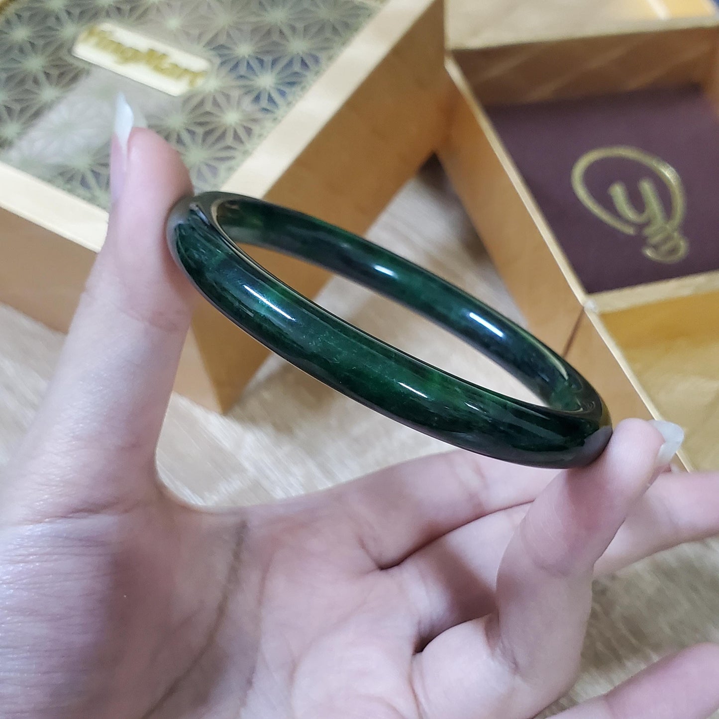 Jade Bangle 48-60mm up | Yingmart Dark Green Jade Jadeite Bracelet for Men, Women, Grandmother, Sister – Vintage Elegance