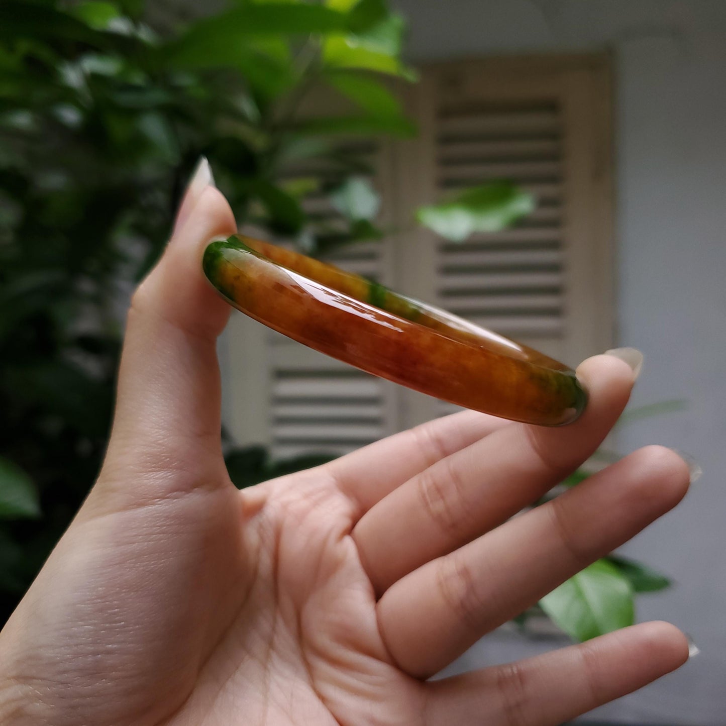 High Quality 48–72mm Jadeite Jade Yellow Green Spot YingMart Bangle Bracelets Gift for Her Mom Feng Shui Grandma Sister Mens