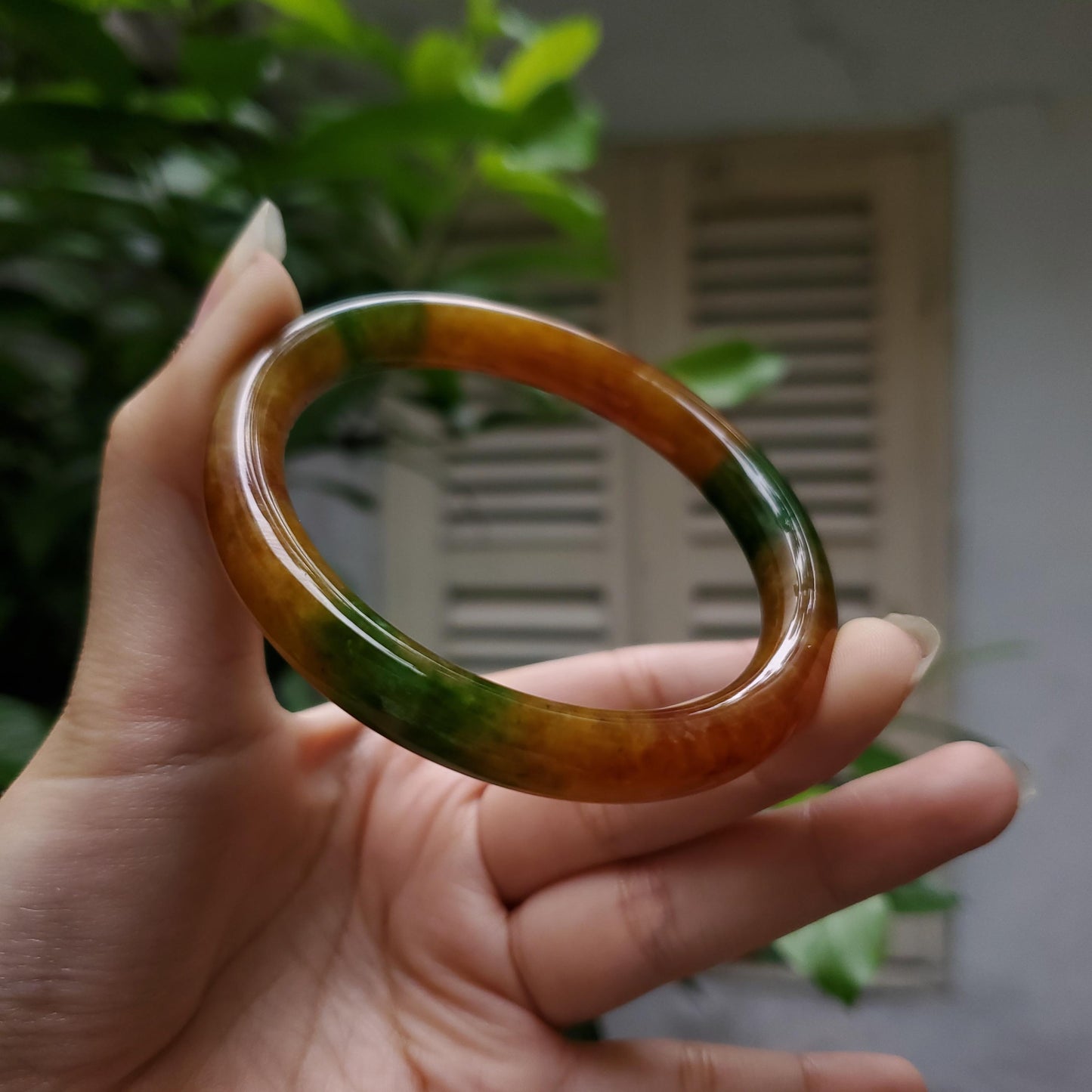 High Quality 48–72mm Jadeite Jade Yellow Green Spot YingMart Bangle Bracelets Gift for Her Mom Feng Shui Grandma Sister Mens
