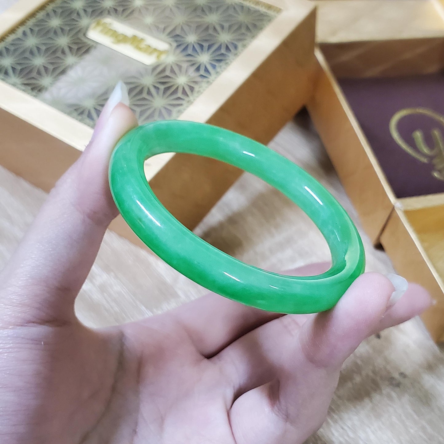 High Quality 48–72mm Jadeite Jade Green YingMart Bangle Bracelets Gift for Her Mom Feng Shui Grandma Sister Mens