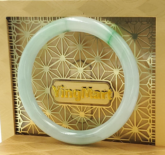 High Quality 48–72mm Natural-Colour Jade White Green Floating Veins YingMart Bangle Bracelets Gift for Her Grandmother Sister Mens