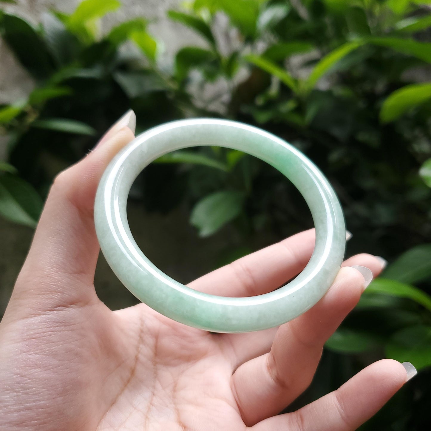 High Quality 48–72mm Natural-Colour Jade White to Light Green YingMart Bangle Jadeite Gift for Her Mom Mens Grandma Sister Feng Shui