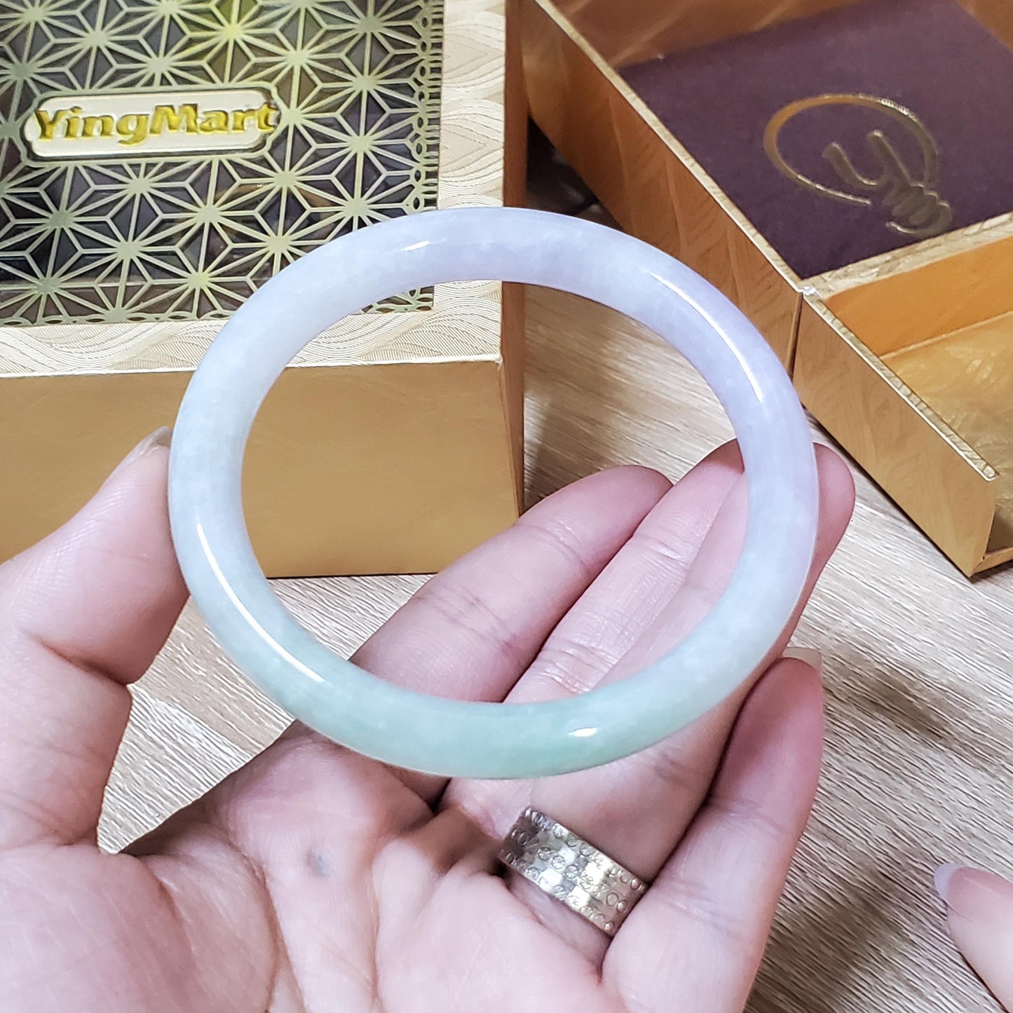 High Quality 48–72mm Natural-Colour Jade Very Light Purple Light Green YingMart Bangle Bracelets Gift for Her Grandmother Sister Mens
