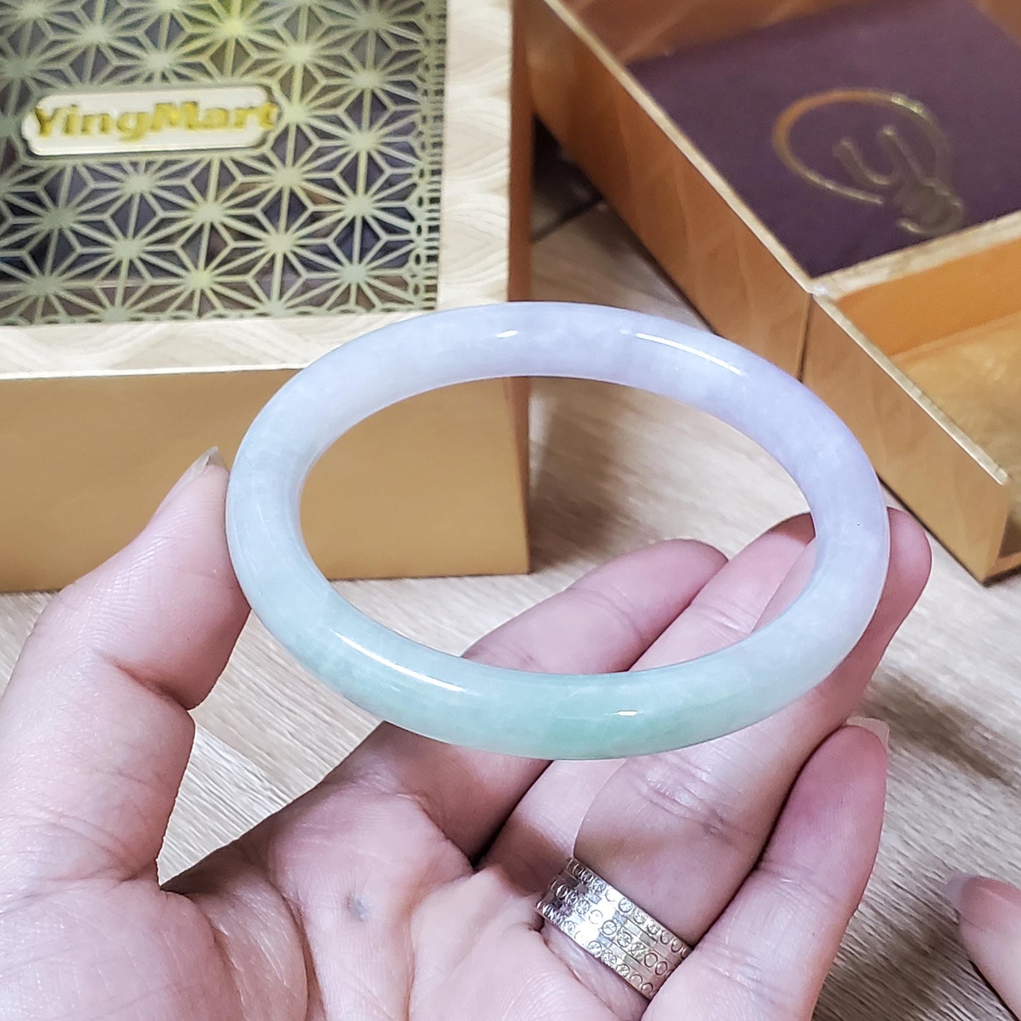 High Quality 48–72mm Natural-Colour Jade Very Light Purple Light Green YingMart Bangle Bracelets Gift for Her Grandmother Sister Mens