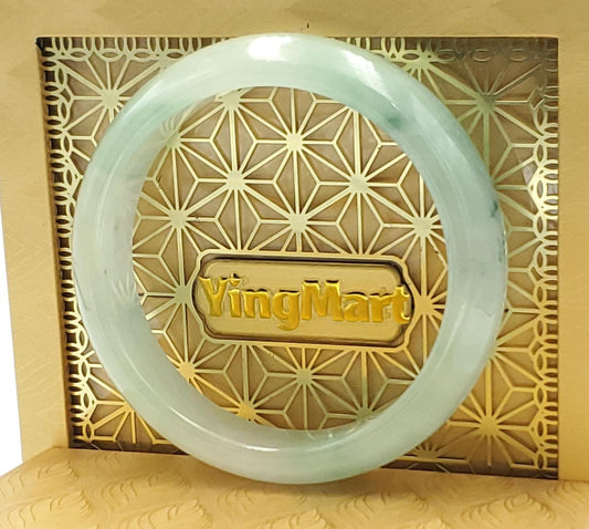 High Quality 48–72mm Natural-Colour Jade White to Blue Floating Veins YingMart Bangle Bracelets Gift for Her Grandmother Sister Mens