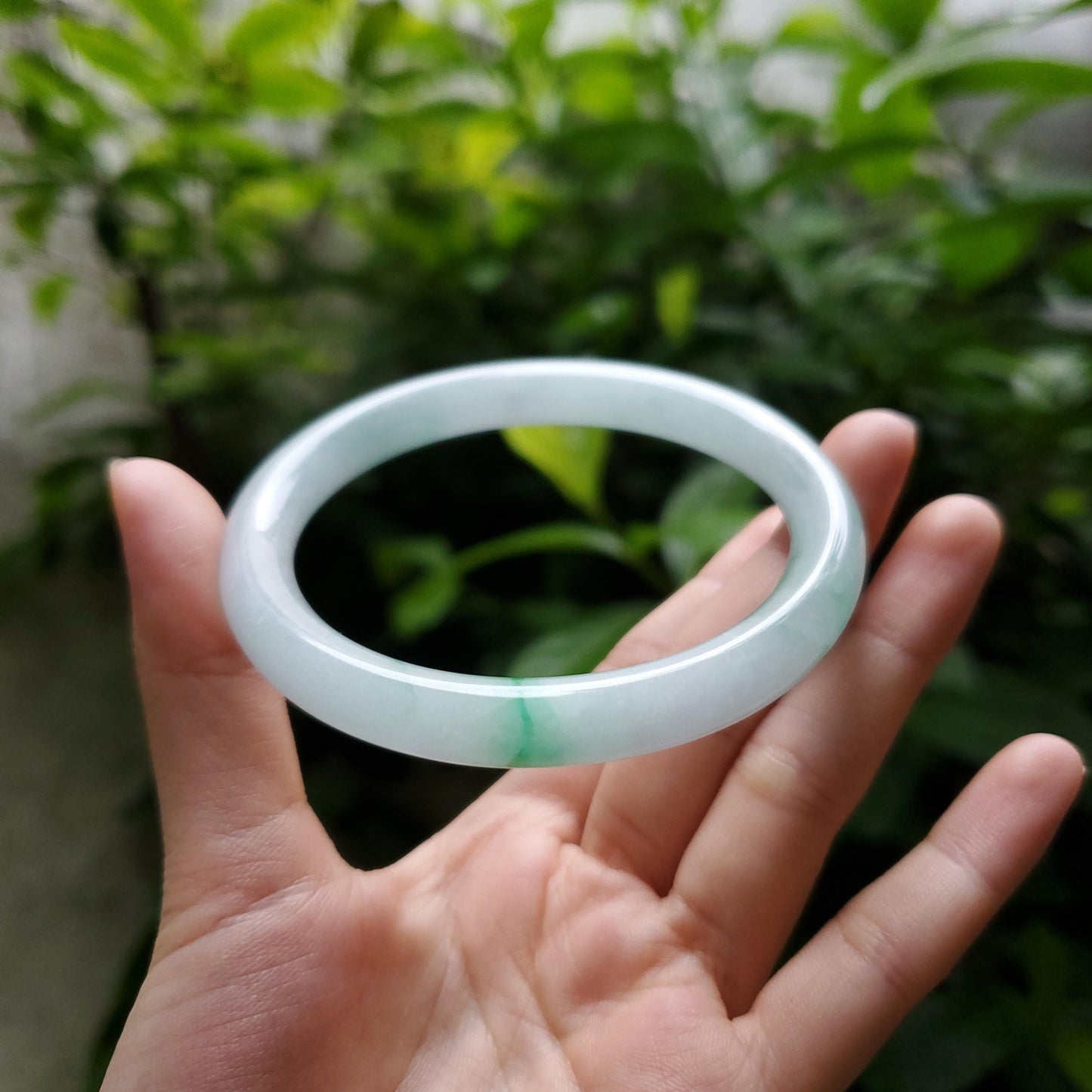 High Quality 48–72mm Natural-Colour Jade White Green Floating Veins YingMart Bangle Bracelets Gift for Her Grandmother Sister Mens