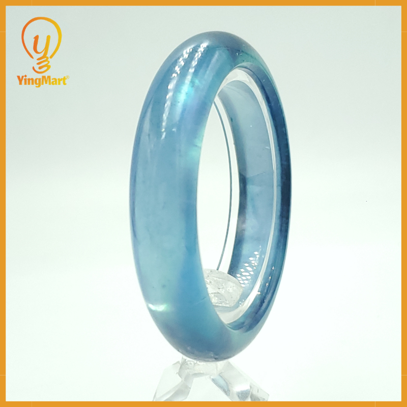 Yingmart 48mm-59mm Natural Dark Blue Aquamarine Bangle Bracelet, Real Gemstone, High Quality Jewelry
