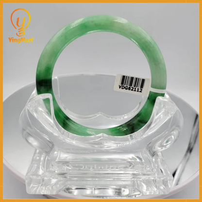 Yingmart 50-69mm Green Dark Spot Jadeite Jade Bangle, Real Gemstone Bracelet, Vintage Jewelry, Christmas Gift, Newyear
