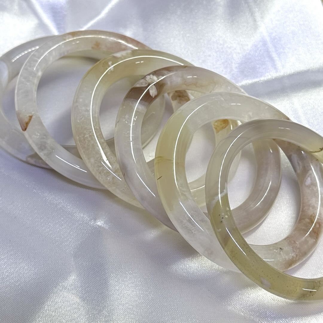 Yingmart 50mm-58mm Natural Pink Blossom Agate Bangle Bracelets, Real Gemstone Bracelet, Vintage Jewelry