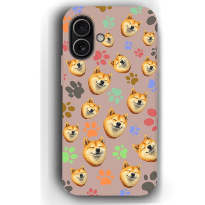 Custom Pet Phone Case for iPhone 17/ 17 Air/ 17 Pro/ 17 Pro Max by YingMart, Personalized Pet Portrait Cover with Paw, Heart, Fish & Bone Symbols