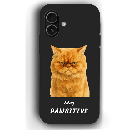 Stay Pawsitive Custom Pet Phone Case for iPhone 17 by YingMart – Personalized Animal Portrait, Protective Cover, for Pet Lovers.