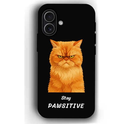 Stay Pawsitive Custom Pet Phone Case for iPhone 17 by YingMart – Personalized Animal Portrait, Protective Cover, for Pet Lovers.