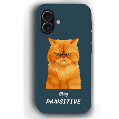 Stay Pawsitive Custom Pet Phone Case for iPhone 17 by YingMart – Personalized Animal Portrait, Protective Cover, for Pet Lovers.