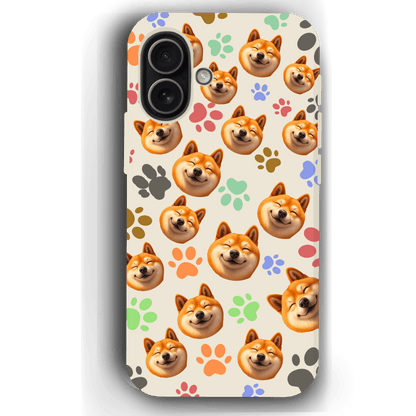 Custom Pet Phone Case for iPhone 17/ 17 Air/ 17 Pro/ 17 Pro Max by YingMart, Personalized Pet Portrait Cover with Paw, Heart, Fish & Bone Symbols