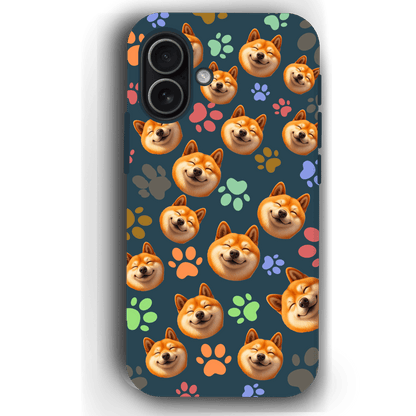 Custom Pet Phone Case for iPhone 17/ 17 Air/ 17 Pro/ 17 Pro Max by YingMart, Personalized Pet Portrait Cover with Paw, Heart, Fish & Bone Symbols