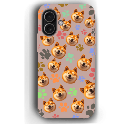 Custom Pet Phone Case for iPhone 17/ 17 Air/ 17 Pro/ 17 Pro Max by YingMart, Personalized Pet Portrait Cover with Paw, Heart, Fish & Bone Symbols