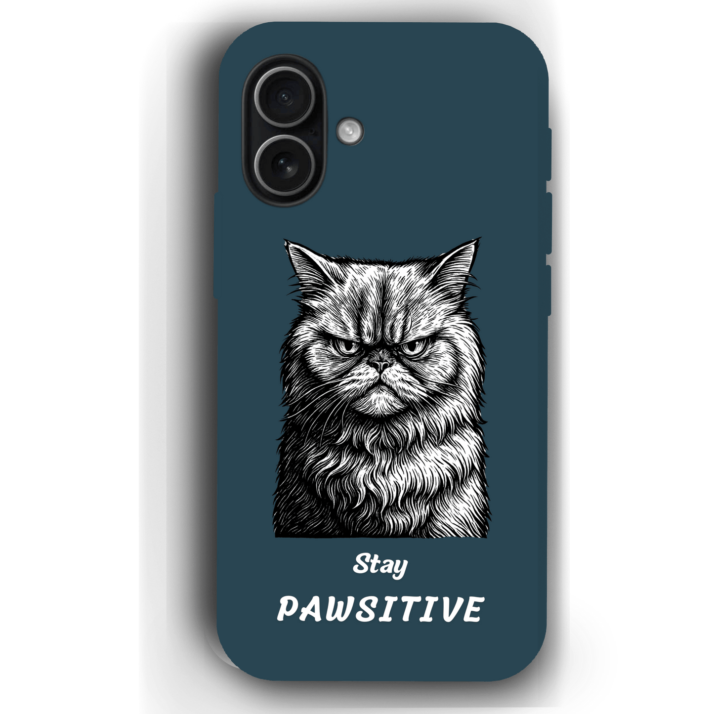 Stay Pawsitive Custom Pet Phone Case for iPhone 17 by YingMart – Personalized Animal Portrait, Protective Cover, for Pet Lovers.