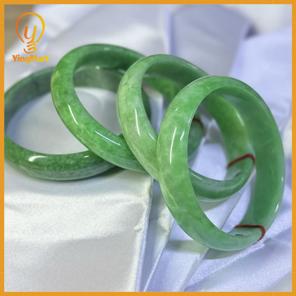 Natural Green Jadeite Jade D-shape Bangle 48-66mm | Real Gemstone Bracelet, Elegant, Vintage Jewelry, Gift for her, Mother's Day gift