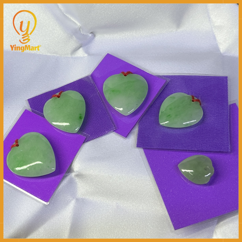 Yingmart Green natural jade charm Caved Heart, necklace, Pendant, Chain bracelet bead decoration, Lucky pendant