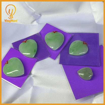Yingmart Green natural jade charm Caved Heart, necklace, Pendant, Chain bracelet bead decoration, Lucky pendant